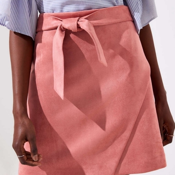Loft Rose Faux Suede Wrap Skirt Tie Waist - Picture 3 of 11